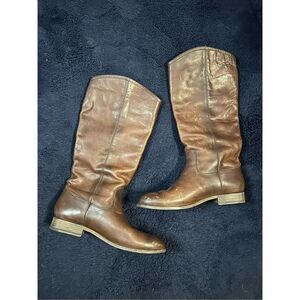 Frye Womens Brown Melissa Tab Tall Knee High Riding Boots Sz 10B Cowgirl Western